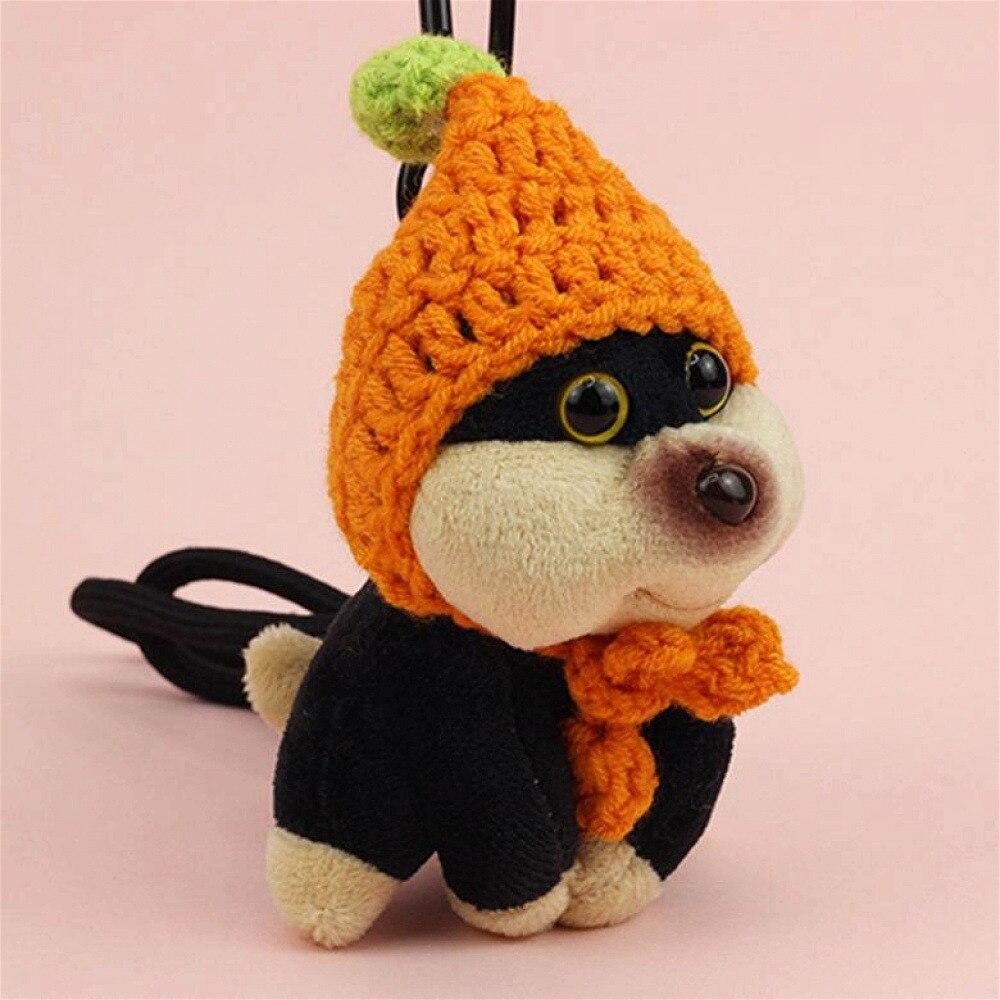 AONYIYI Bee Dog Plush Keychain 11cm Orange Hat Cute Stuffed Toy Backpack Charm