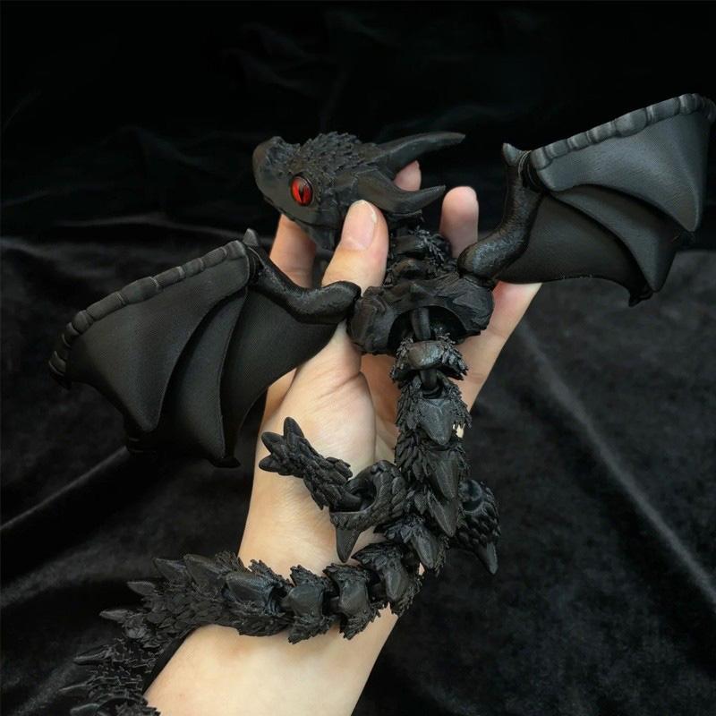 3D Printed Winged Carriage Dragon Figurine With Random Eyes Art Deco Resin Dragon Sculpture, Tabletop Animal Theme Deco 1PC 2025