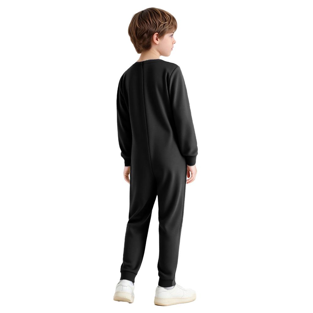 Unisex Kids Special Needs Clothing Round Neck Long Sleeve Back Invisible Zipper One Piece Cotton Jumpsuit