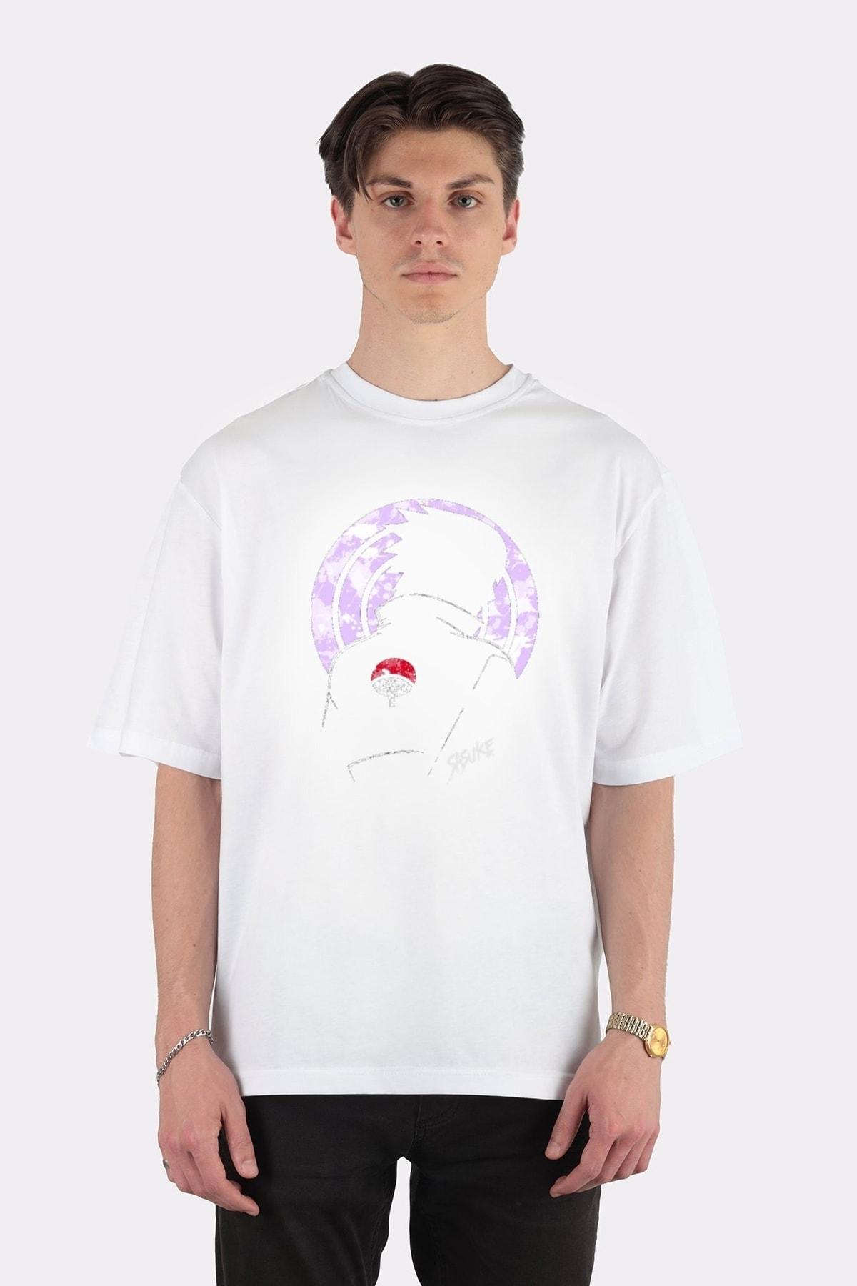 

Unisex White Oversize T-shirt Sasuke Uchiha Naruto