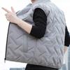 Men Waistcoat Embossing Solid Color Stand Collar Cotton Padded Coldproof Autumn Winter Zipper Vest Coat for Rock Climbing