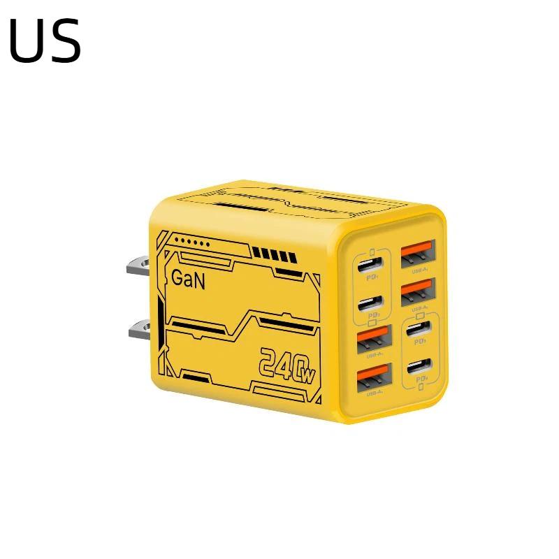 8 In 1 240W GaN USB C Desktop Charger Fast Charge Power Adapter with Type C Cable for    Laptop Home Office