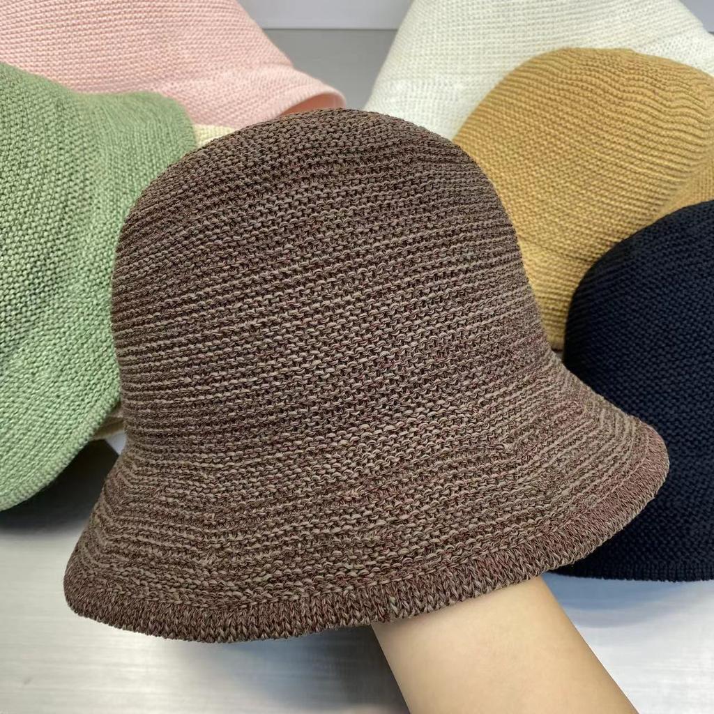 Spring and summer new handmade crochet bucket hat thin breathable sunscreen casual versatile face small bucket hat
