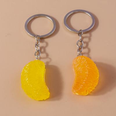 Cute 3D Orange Keychain Simulation Fruit Food Key Ring Pendants for Women Girls Handbag Decor DIY Jewelry Gifts