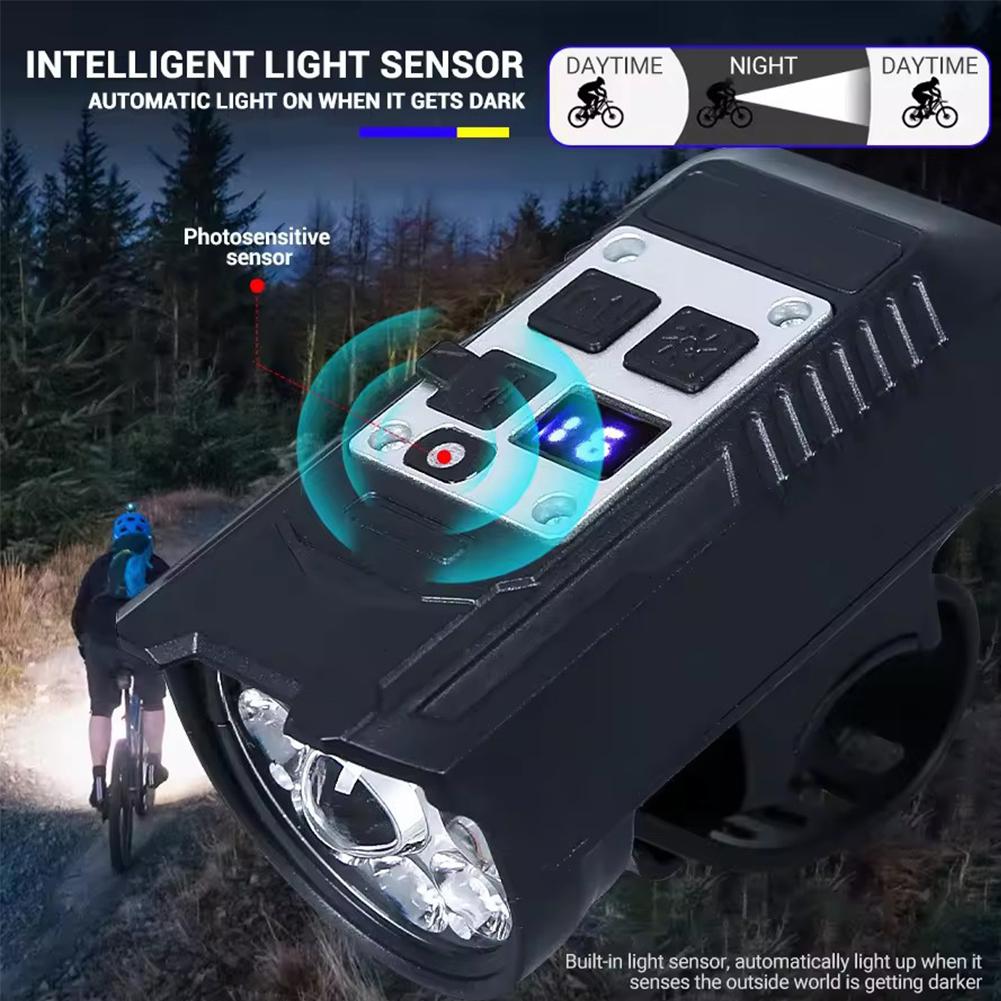 LED Bicycle Front Light High Brightness Bike Flashlight Rechargeable Bicycle Head Light Intelligent Sensor Cycling Accessories