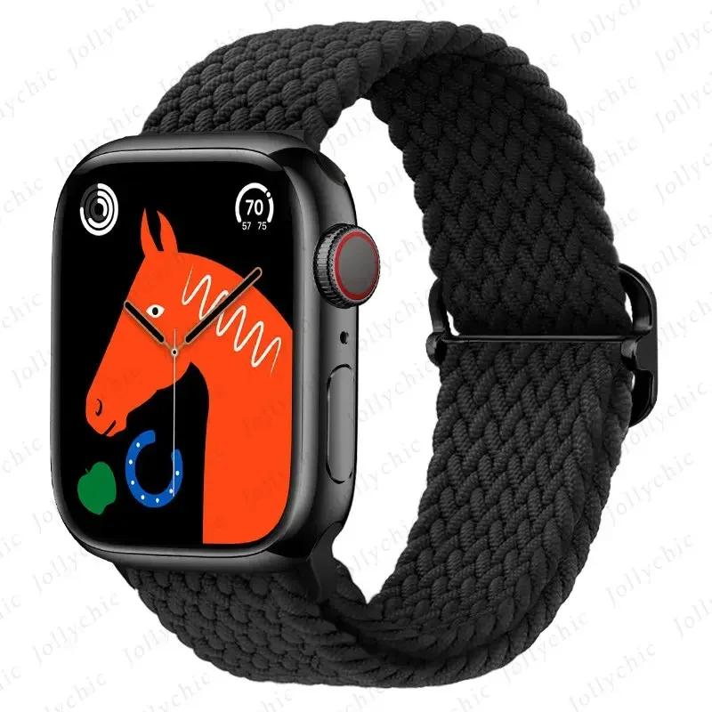 Braided Loop Strap For Apple Watch Band 42/46mm 45/41mm 38/40mm 44mm 49mm Nylon Solo Bracelet iWatch series 10 9 se 8 7 6 Ultra2