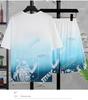 Men's Gradient Ice Silk Two-Piece Set: Short Sleeve & Shorts Summer Sportswear.