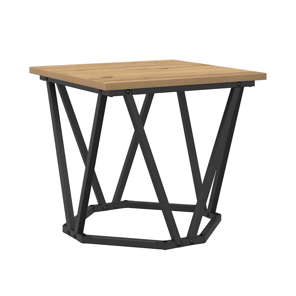 Side Table Set 2 Pcs Artisan Oak Engineered Wood and Steel