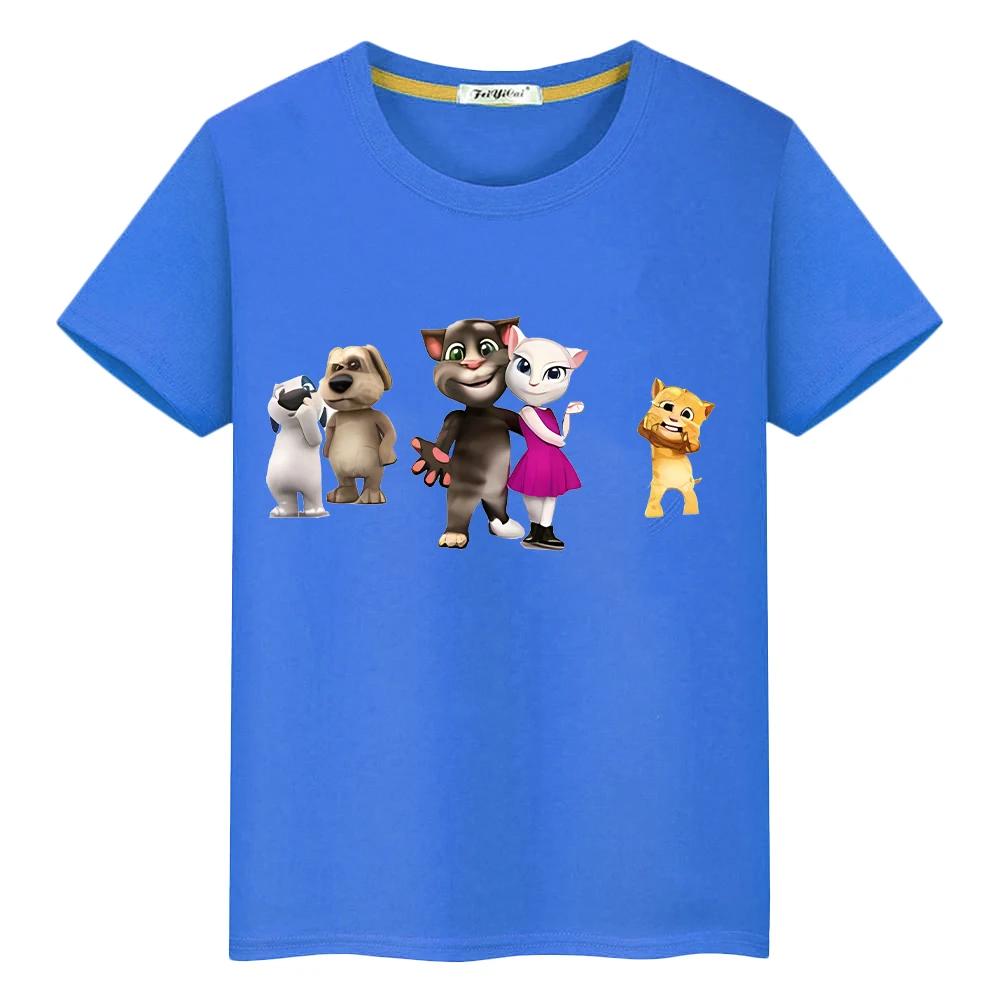 T-Shirt für Jungen (10 Jahre) mit sprechendem Tom-Katzenmotiv, 100 % Baumwolle, Anime-Stil, Pride-T-Shirt, Kawaii-Top, kurzes Y2K-Weihnachts-T-Shirt für Mädchen