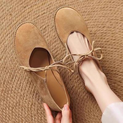 Fashion Women's Flat Shoes 2025 New Comfortable Round-toe Mary Jane Shoes Female Large-size Ballet Lace-up Loafers For Women