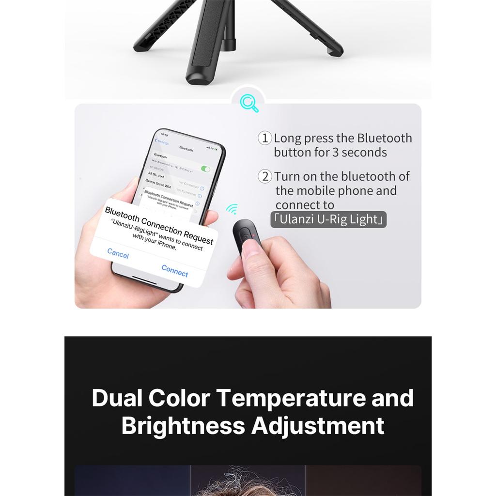 U-Rig Video LED Light Wireless Remote Smartphone Video Light 2 in 1 Ring Light Handheld Light with Bracket for DSLR