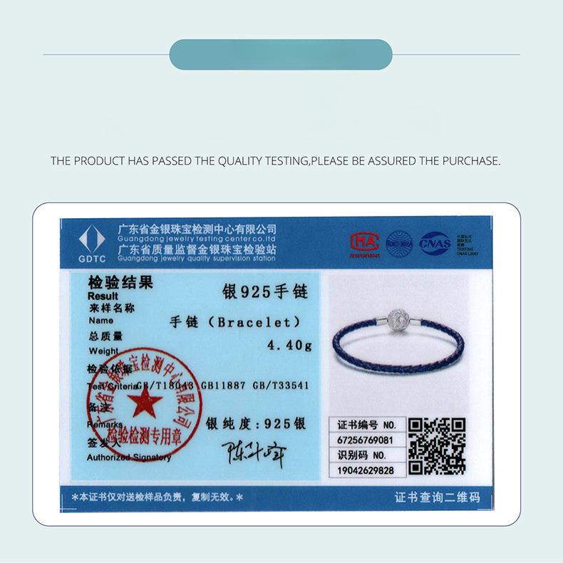 S925 Sterling Silver Roll Grass Pattern Button Head Basic Leather Rope Hand Rope, Retro Classic Leather Diy Bracelet