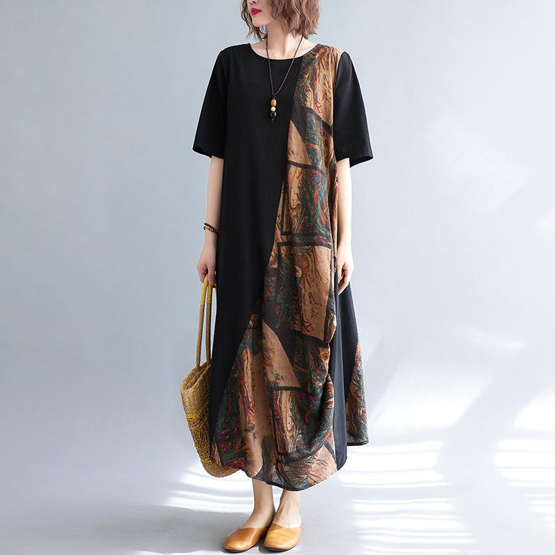 Sommer Retro Bedrucktes Lockeres Übergroßes Damen Strandkleid