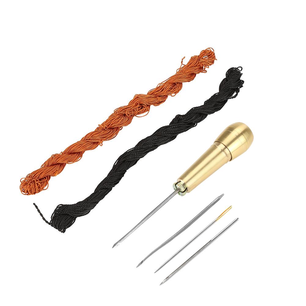 18m Black Brown Lines Threads for DIY Shoes Repair with Hook Needles Sewing Awl Kit