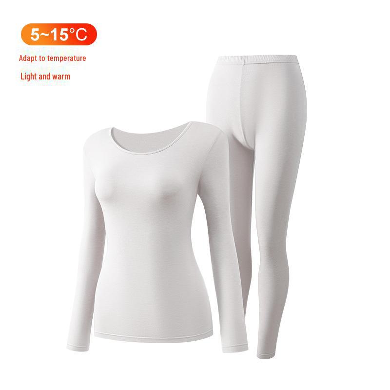 Leica Pure Cotton Antibacterial Thermal Underwear Set: Women's Round Neck, Lightweight Warm Autumn Clothes and Trousers