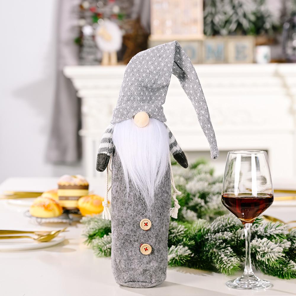 

Decoration Christmas Festive Rudolph Wine Bottle Bag Set For Holiday Cheer And Joyful Gifting Gray Wine Bag