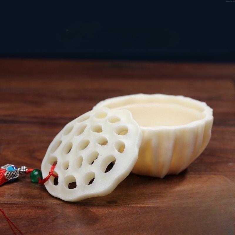 Ivory Lotus Pod Shape Incense Burner/Coiled Incense Joss Stick Zen Creative Incense Box Burner Home Desktop Decoration Censer