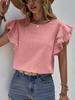 Women's Casual Round Neck Loose Summer Shirt with Ruffles Batwing Sleeves Short Sleeve Top for Women