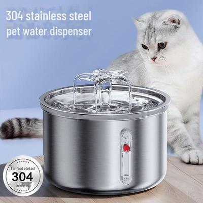 Intelligenter Haustier-Trinkbrunnen aus Edelstahl mit automatischer Zirkulation und Wasserstandsanzeige