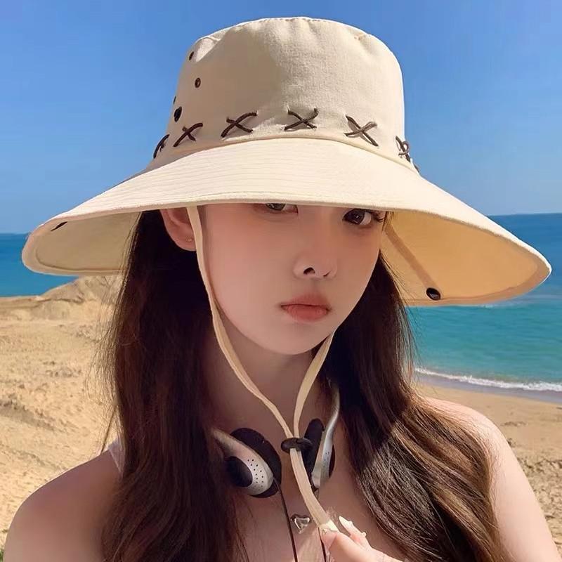 Women's Retro Bucket Hat 10cm Wide Brim Cowboy Fisherman Cap Sunscreen Summer Outdoor Fishing Hiking Windproof Bob