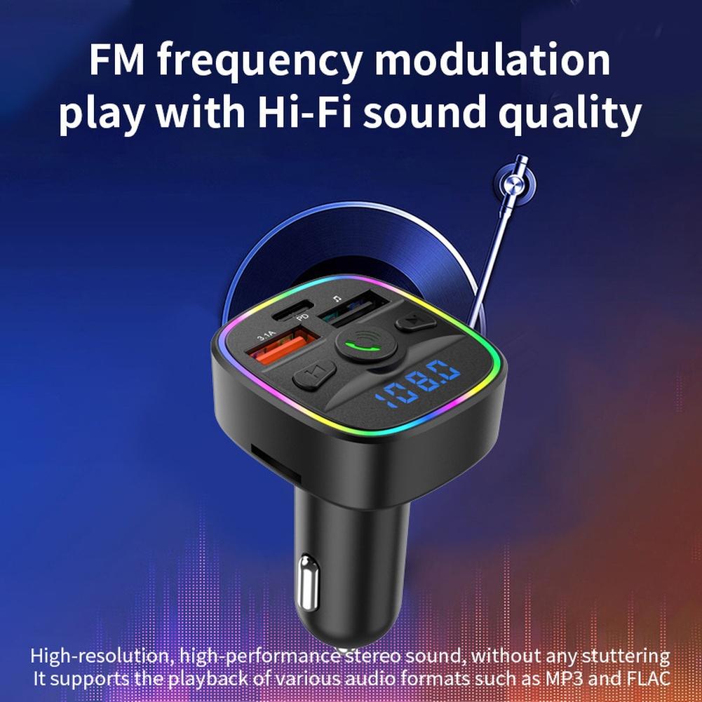 Car MP3 Player Wireless 5.3 FM Transmitter With Dual USB Fast Charging For Music Streaming And Hands-Free Phone Calls