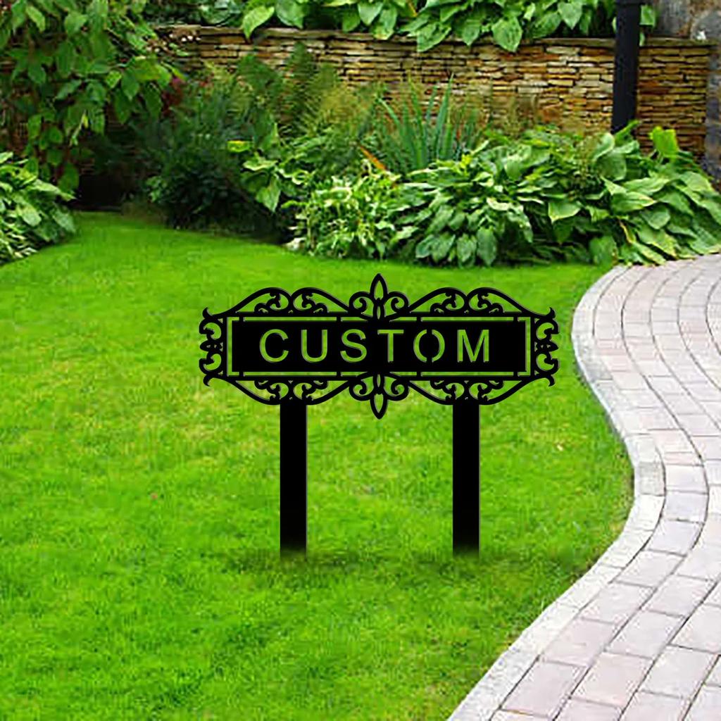 Metal Garden Sign Stake, Flower Yard Decor, Personalized Name Stake, Outdoor Garden Ornament