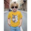 European Size Boys Round Neck Short Sleeved T Shirt with Mechanical Werewolf Pattern
