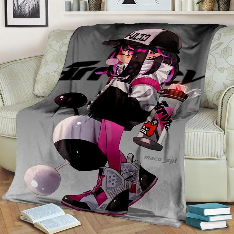 Cartoon PC Gamer 3D Games Splatoon Blanket,Soft Throw Blanket for Home Bedroom Bed Sofa Picnic Travel Office Cover Blanket Kids