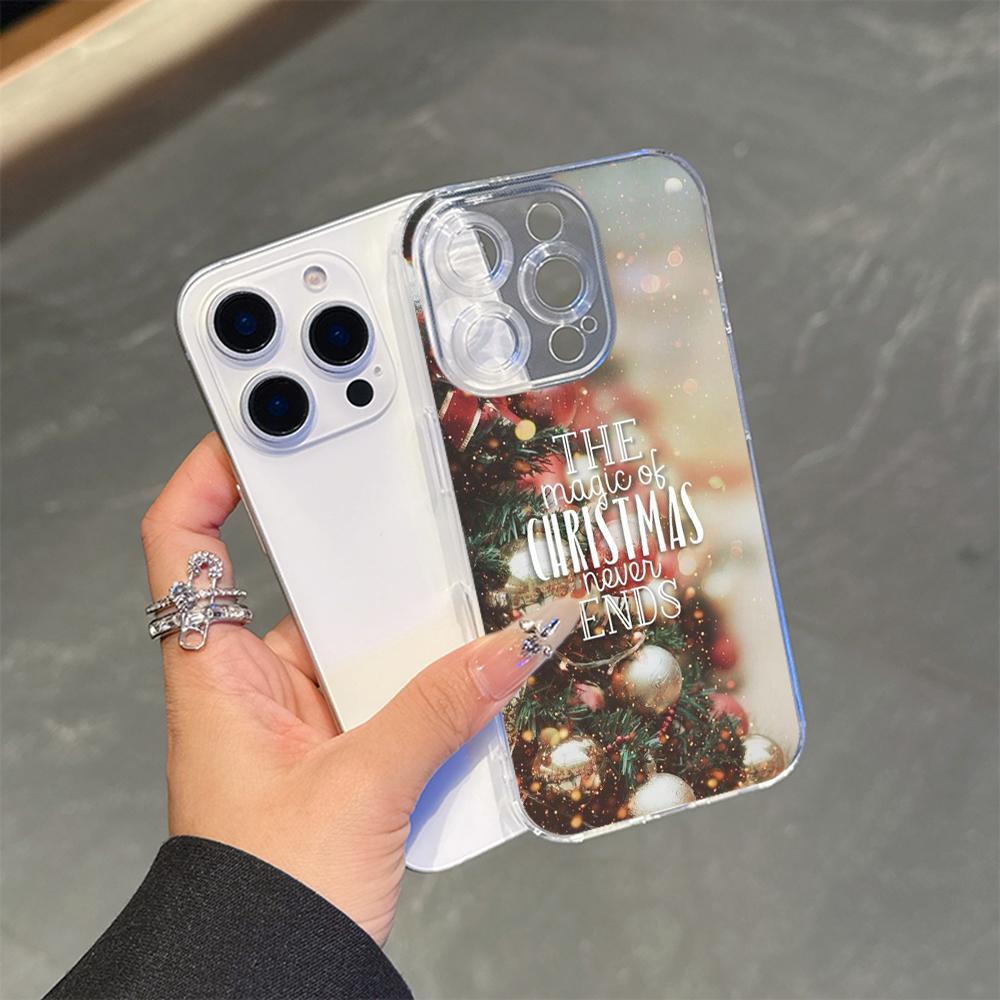 Ae115 Merry Christmas Happy New Year Magsafe Transparent Cases for Samsung S23 S24 Ultra S21 FE iPhone 16 Pro Max Magnetic Wireless Charge Back Cover