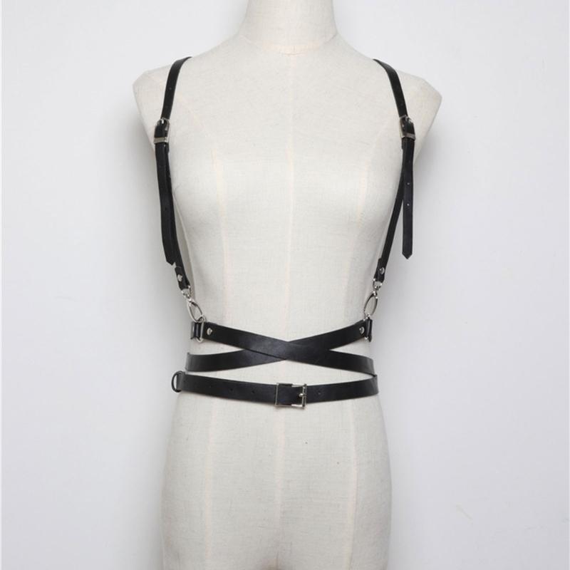 Adjustable Punk Style Synthetic Leather Waist Cincher Women's Harness Belt For Body Shaping And Fashionable Outfits
