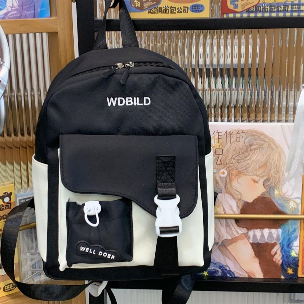 Schoolbag cute contrasting color student travel small schoolbag female dopamine high value children versatile lightweight backpack