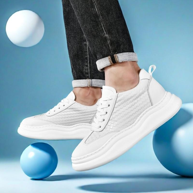 Man White Sneakers Height Increasing Men's Oxford Shoes Elevator Insoles Lift Plus Size 38-45