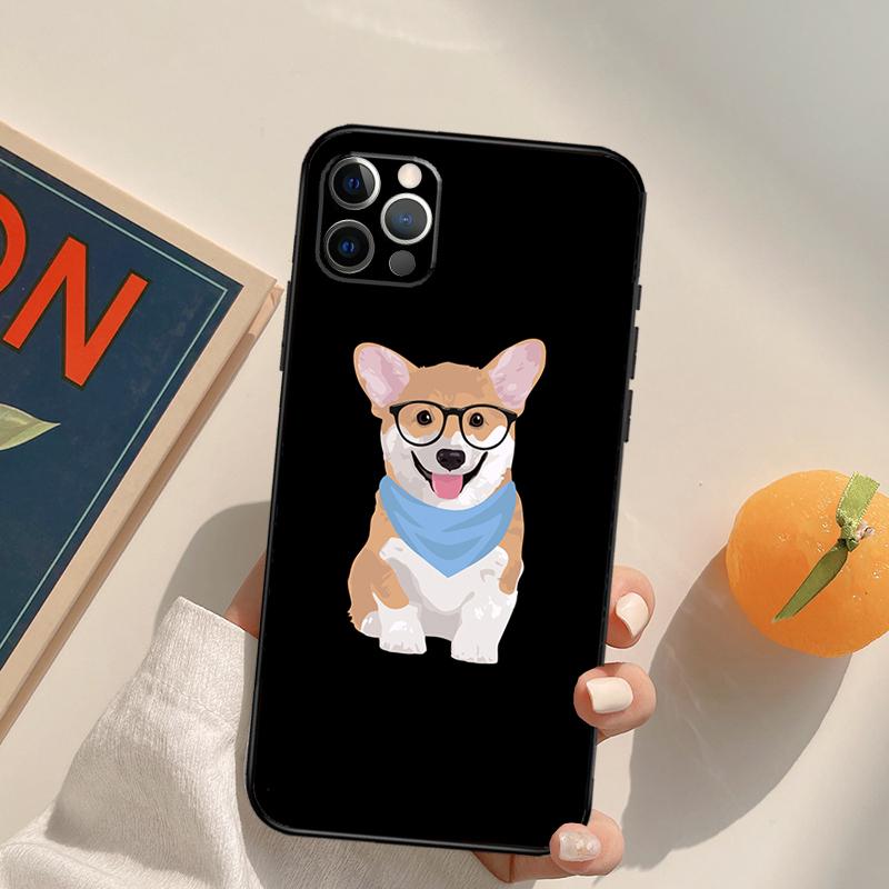 Cartoon Corgi Funda Case For iPhone 16 Pro Max 14 11 12 13 15 Pro Max Mini XR 16e 15 16 Plus Phone Cover