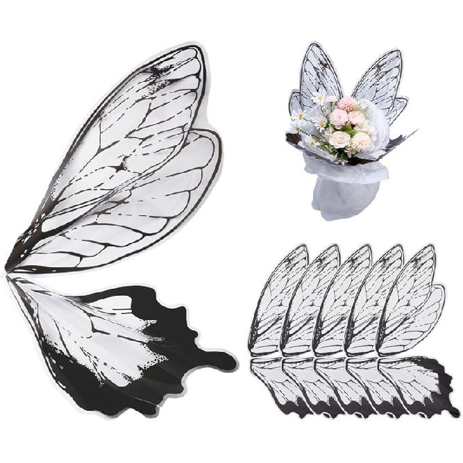 UNICRAFTALE about 50Pcs Waterproof Butterfly Flower Bouquet Wrapping Paper Transparent Bouquet OPP Packaging Paper Brown Butterfly Clear Floral Wraps