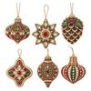 Seasonal Festive Hanging Decor 6 Pcs Christmas DIY Faux Pearl Painting Kit Ornaments, Rhinestone Art Party Decorative Supplies Tree Decoration