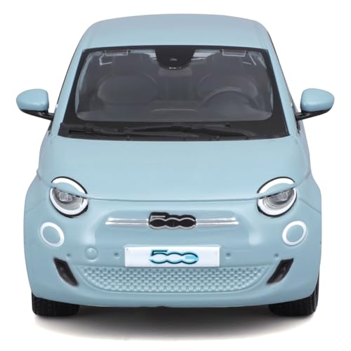Bburago 1/24 Scale Fiat 500e 2023 Blue / Diecast Model Car, Finished Product, 18-21110 BU