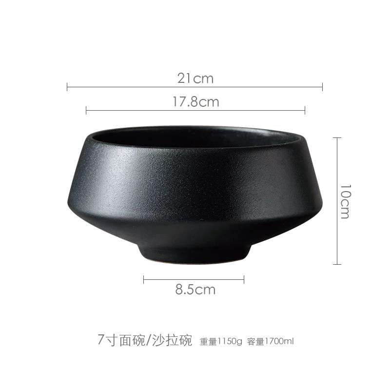 Black Ceramic Tableware Dinner Plates Rice Bowls Noodle Bowl Soup Bowl Salad Bowls Western Plate Steak Plates Dishes Pasta Plate