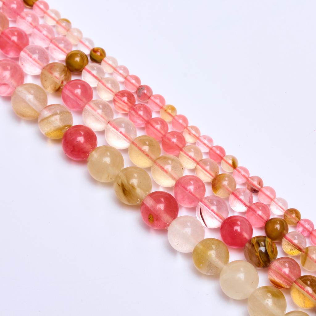 30-60Pcs 4/6/8/10mm Natural Watermelon Peel Smooth Round Loose Bead Beads Make DIY Bracelet Necklace