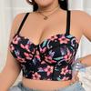 European and American Plus-size Underwear for Women Large Breasts Are Small Anti-sagging Gathered Fashionable Patterned Detachable Shoulder Straps Bra