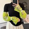Anti-UV Printed Ice Silk Sleeves Flower Cycling Gloves Breathable Chiffon Sunscreen Sleeve  Summer