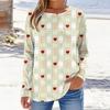 Women's Casual Long,sleeved Valentine's Day Printed Round Neck Top