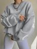 Women Casual Print Pullover Sweatshirt Stylish Loose Thick Long Sleeve Top