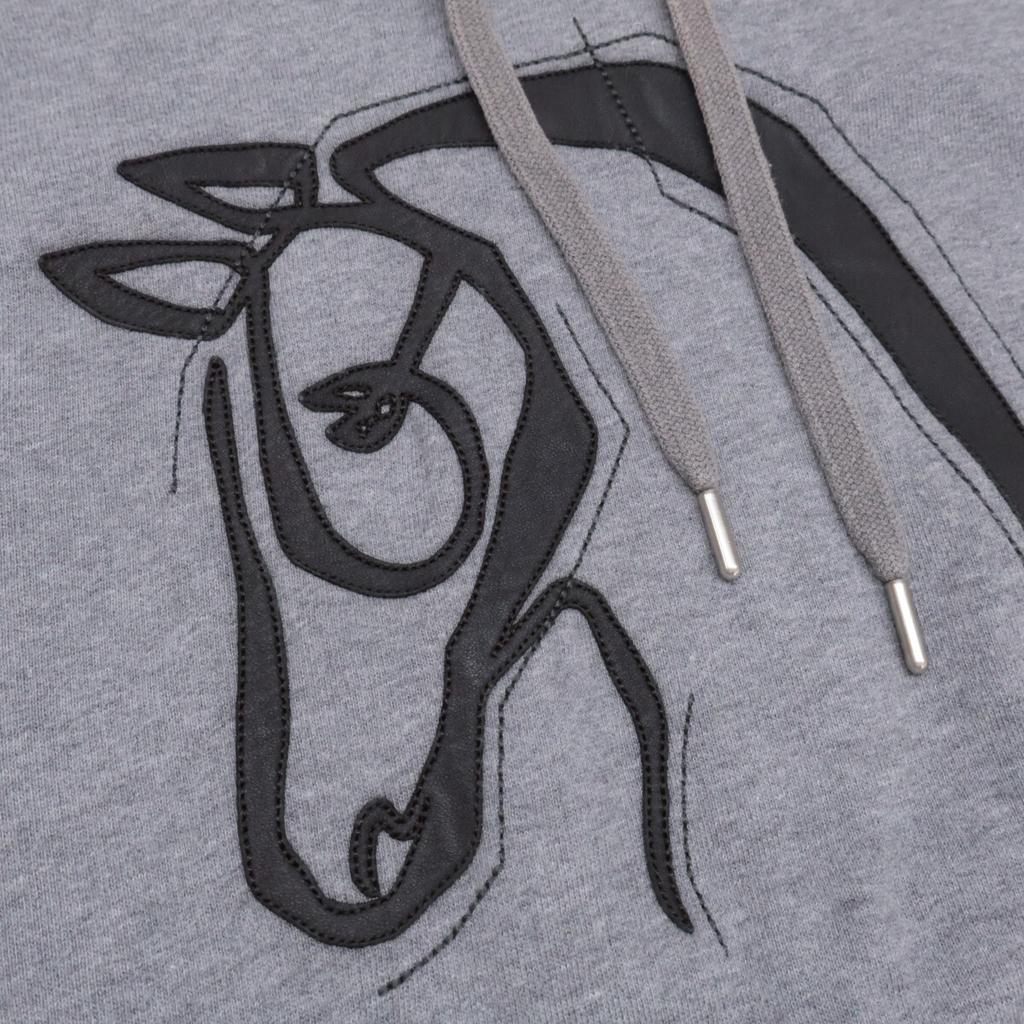 HERMES [Domestic Regular / Made in 2022] Horse Leather Patch Pullover Sweatshirt / tops L grayUsed