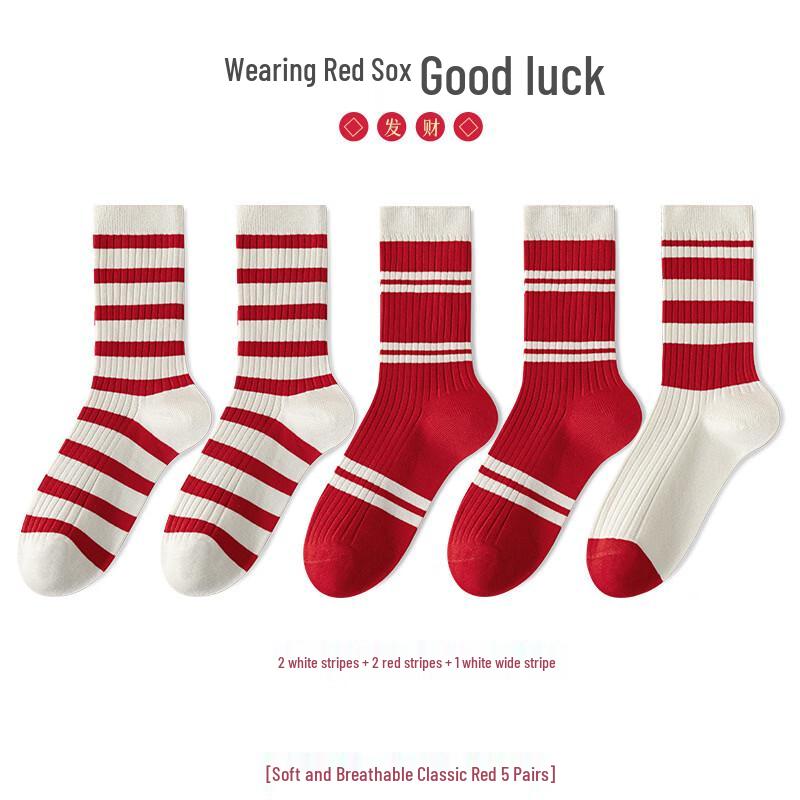 Yuzhaolin Women s Mid-Calf Stripe Socks (5-Pack) EU 38