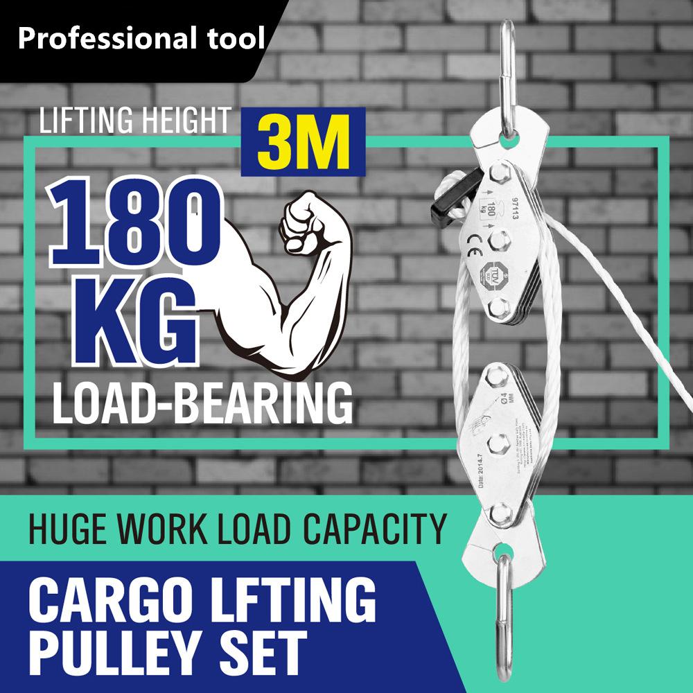 Sada nákladových zvedacích lan Naviják Kladka Stahovák Max 180kg /3M Zvedací výška