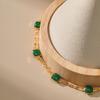 Emerald Square Drop Oil Design 18k Gold Plated Elegant Clavicle Necklace For Women
