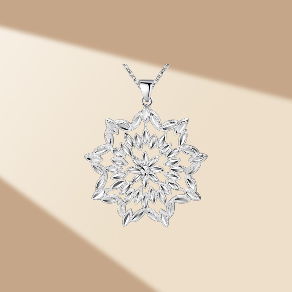 925 Silver Flower Pendant Necklace for Women Wedding Engagement Party Gift