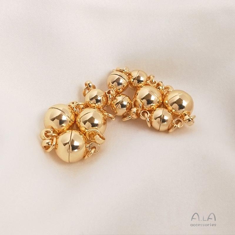 14K Gold-Filled Color-Preserving Magnetic Clasp Bead for Bracelet/Necklace DIY Jewelry, Round Shape