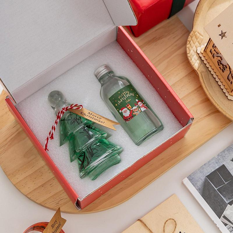 1PC Flameless Souvenir Aromatherapy Fresh Gift Box Ornament Glass Indoor Fragrance Long-lasting Christmas Tree Home