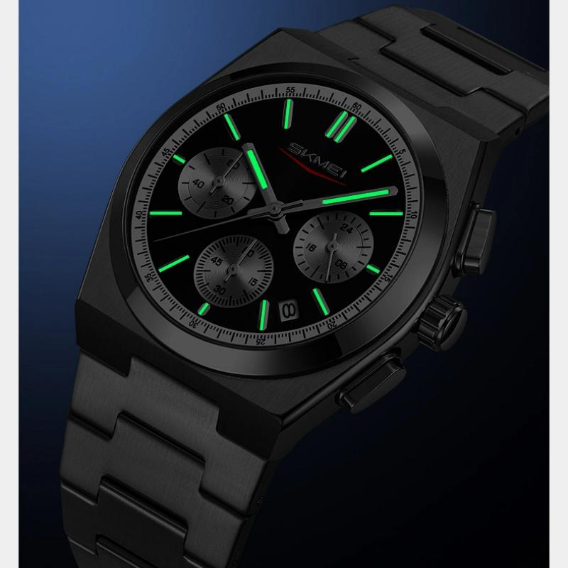 SKMEI Luxury Men Watch Waterproof Luminous Chronograph Date Stainless Steel Watch for Men Quartz Military Men's Watches